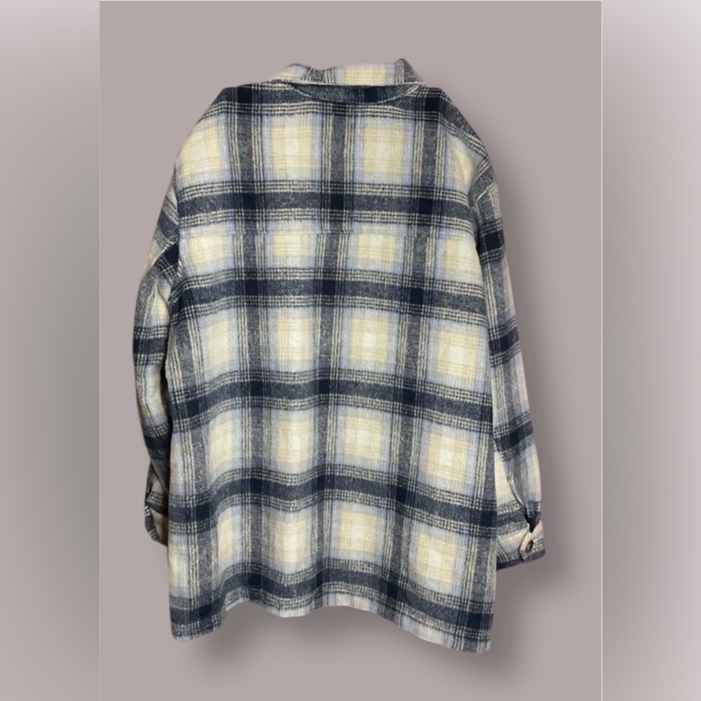 Time and Tru Blue and Cream Plaid Shirt - Picture 3 of 3